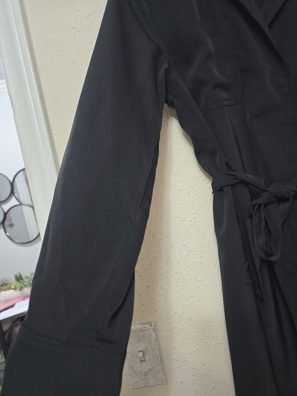 Banana Republic Black Long-Sleeve Shirt Dress with Waist Tie - Picture 8 of 13